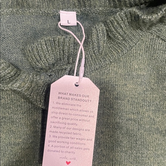 Green Ruffled Women's Sweater - Picture 2 of 2